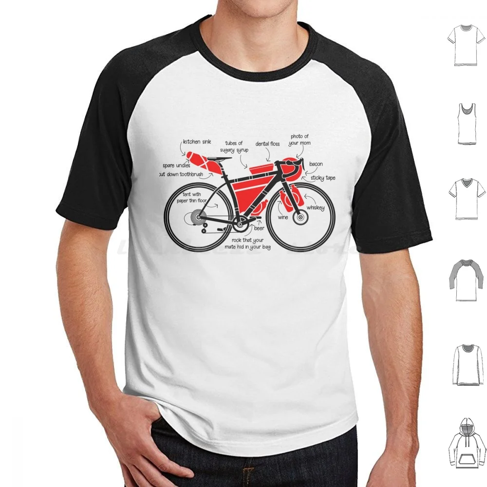 Bikepacking Funny Gear List T Shirt Big Size 100% Cotton Bike Packing Bikepacking Cycling Bike Cyclist Ride Rider Cycle Tour