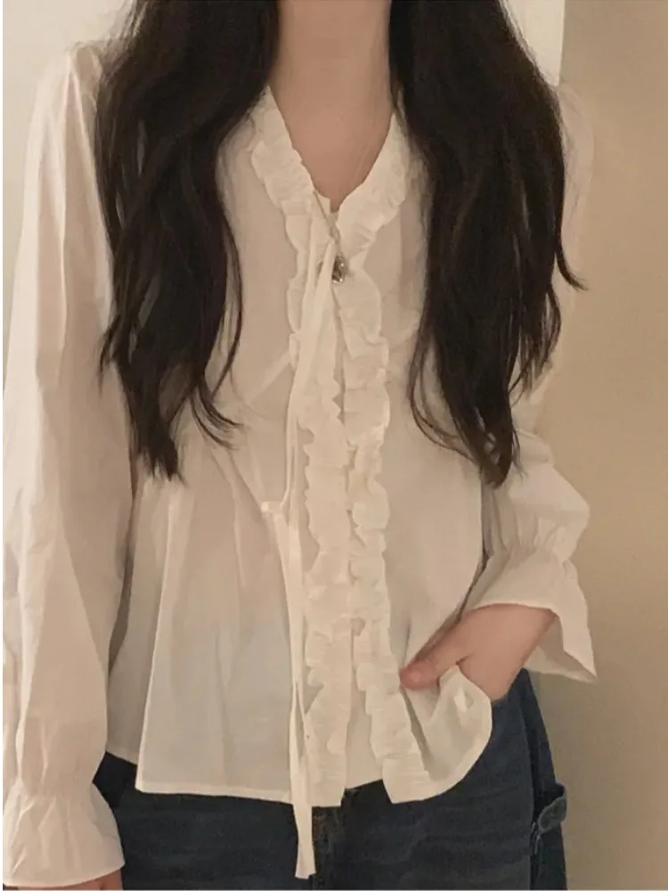 

Женский кружевной декор с нежным ветром, ранняя осень, новый галстук-бабочка с пузырьками све, модный топ для поездок на работу