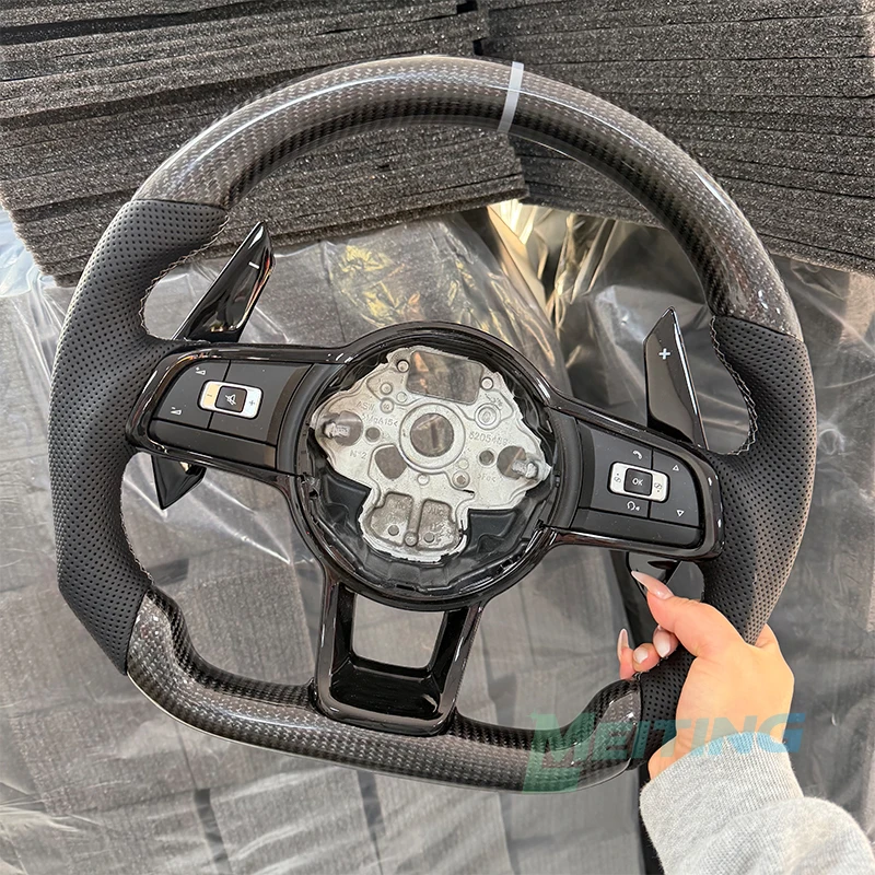For VW Golf GTI 7/R Line/GTS steering wheel assembly is made of carbon fiber leather with multi-function button