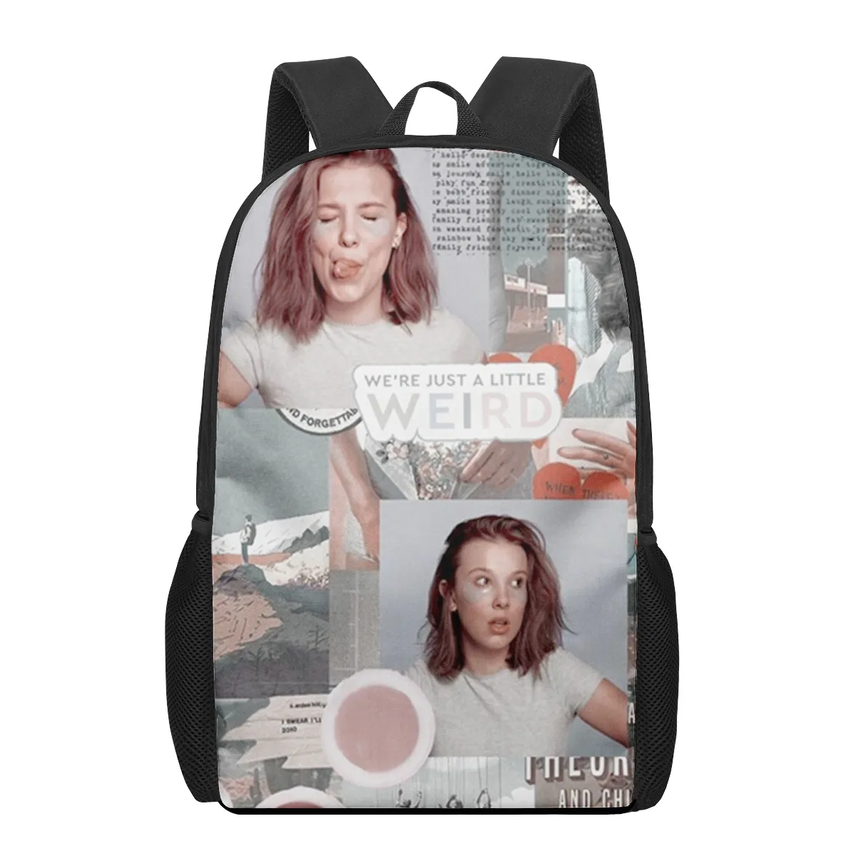 Millie Bobby Brown 3D Pattern School Bag for Children Girls Boys Casual Book Bags Kids Backpack Boys Girls Schoolbags Bagpack