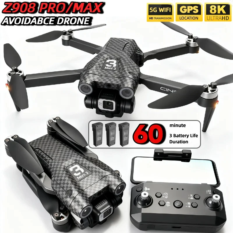 HOT For Genuine Z908 Pro/MAX 8K Drone ESC Professional 8K GPS Optical Flow Localization 3 sided Obstacle Avoidance Quadcopter