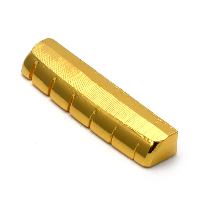 6 String Slotted Brass Gold Plated Acoustic Guitar Nut and Bridge Saddle Guitar Parts Gold