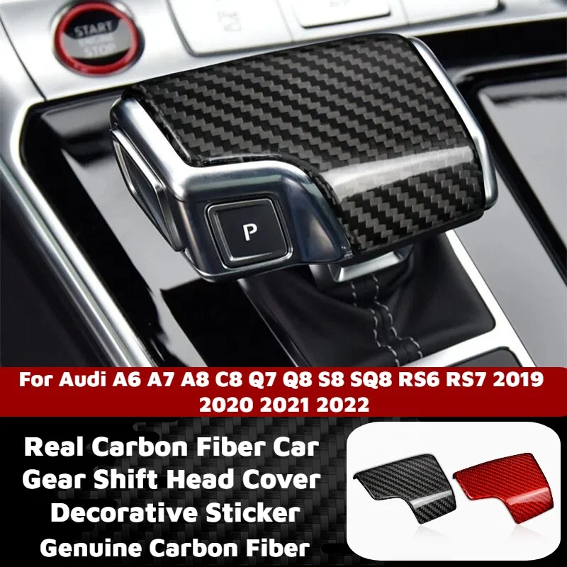 

Dry Carbon Fiber Car Gear Cap Cover Shift Knob Stickers for Audi A6 A7 A8 C8 Q7 Q8 S8 SQ8 RS6 RS7 2019 2020 2021 2022 Head Trim