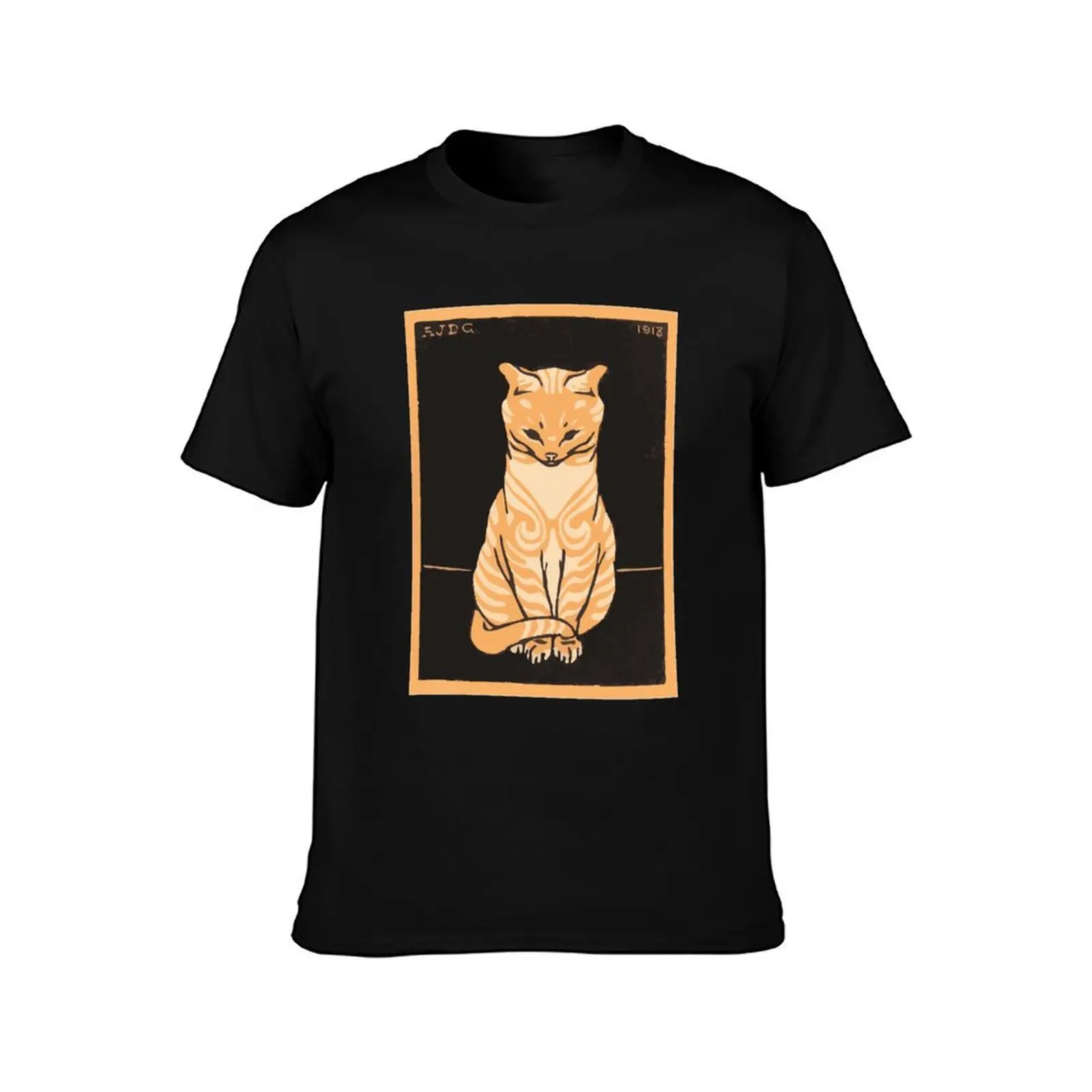 Vintage Sitting Cat Sticker - Public Domain Art by Julie de Graag (1918) - Cute and Playful Design for Cat Lovers T-Shirt