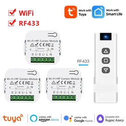 Tuya WiFi Smart Curtain Switch RF433MHz Remote Control for Electric Roller Shutter Blind Motor Work With Alexa Google Home Alice