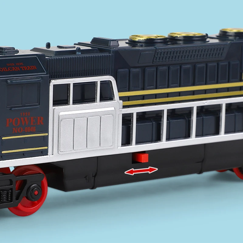 Retro Electric Train DIY Assemble Railway Track with Locomotive Engine and Freight Carriages Collection Toy Kid Christmas Gifts
