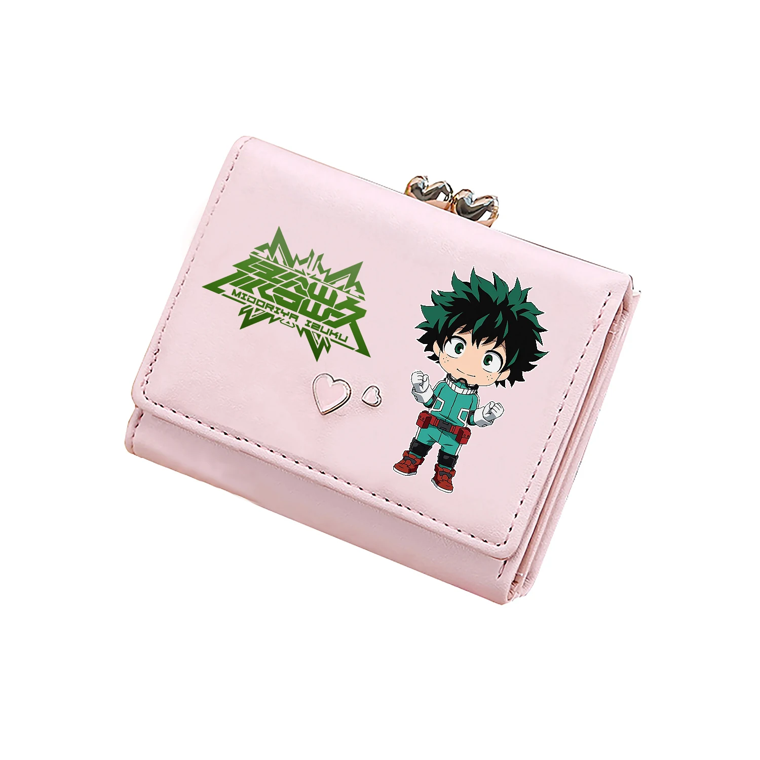 MHA Kawaii Short Wallets Women Pink Coins Purses Anime ID Card Holders Pu Leather Unisex Money Clutch Bags