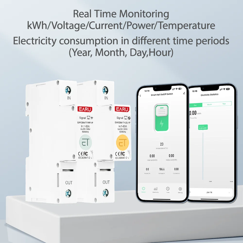 1/2P 63A Tuya WiFi ZigBee Smart Circuit Breaker MCB Switch Energy Meter Timer Relay kWh Voltage Current Protector Remote Control image 4