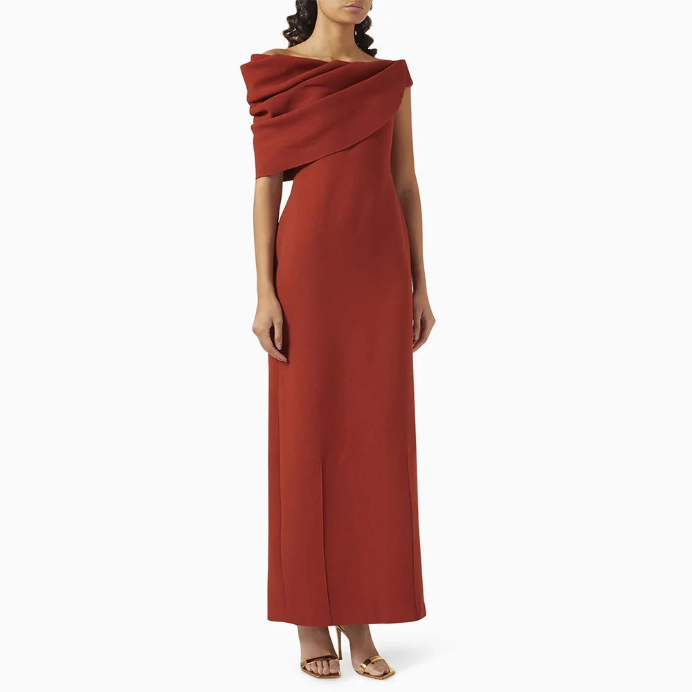

Elegant Evening Dress Maxi Off the Shoulder Ankle Length Column Evening Gowns for Women 2025 Sleeveless Back Split Formal Dress