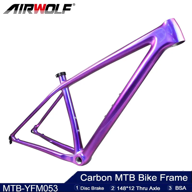 

Airwolf T1100 New Design Chameleon Carbon MTB Bicycle Frame 29ER 148*12mm XC Hardtail Thru Axle Carbon Mountain Bike Frameset