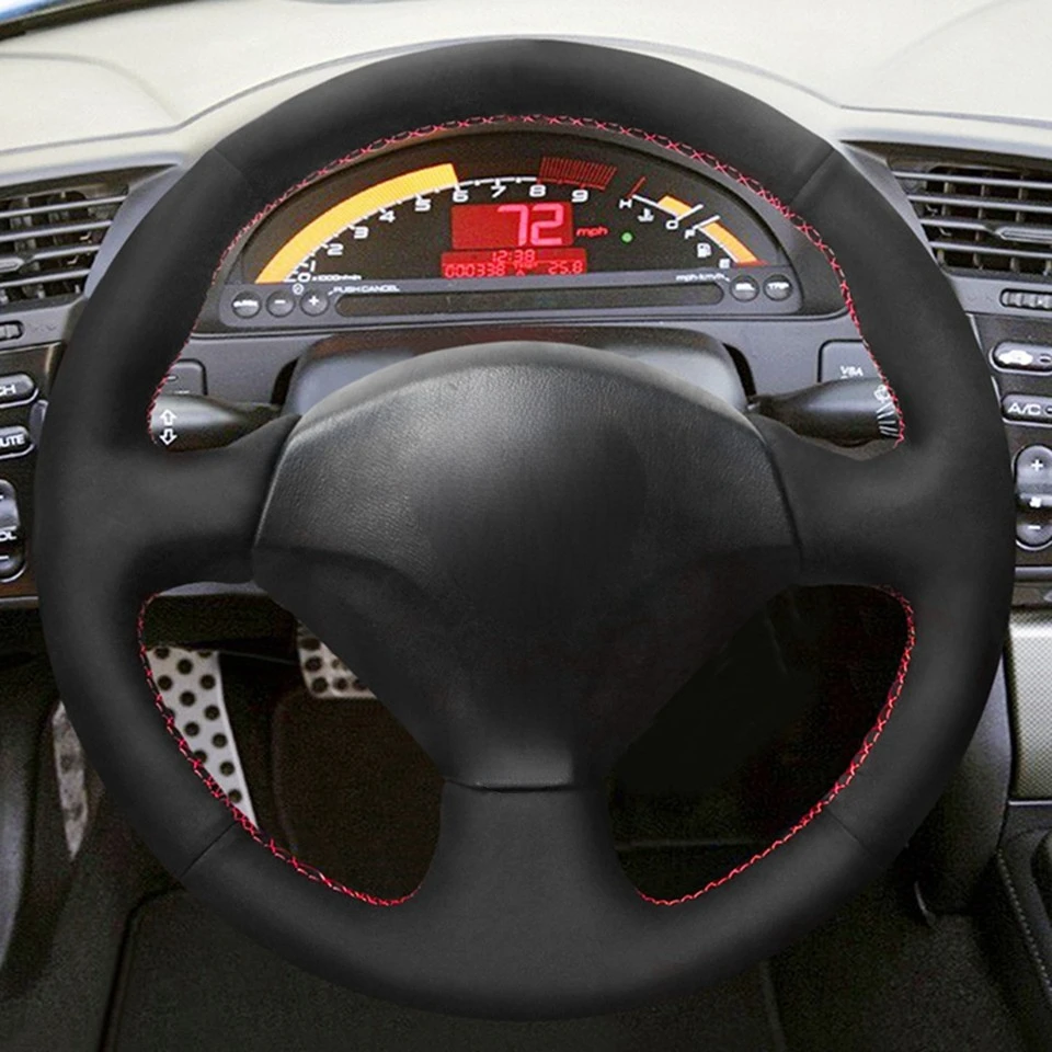 DIY Black Genuine Leather Suede Car Steering Wheel Cover For Honda S2000 2000-2008 Civic Si 2002-2004 Acura RSX Type-S 2005