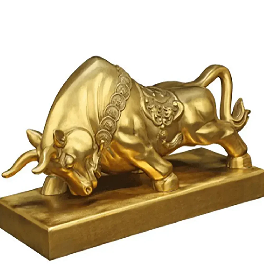 Fengshui Copper Bull Crafts, Animal Cattle Sculpture, Creative, Home, Living Room, Desk, Office Decor, Zhaocai, Exquisite