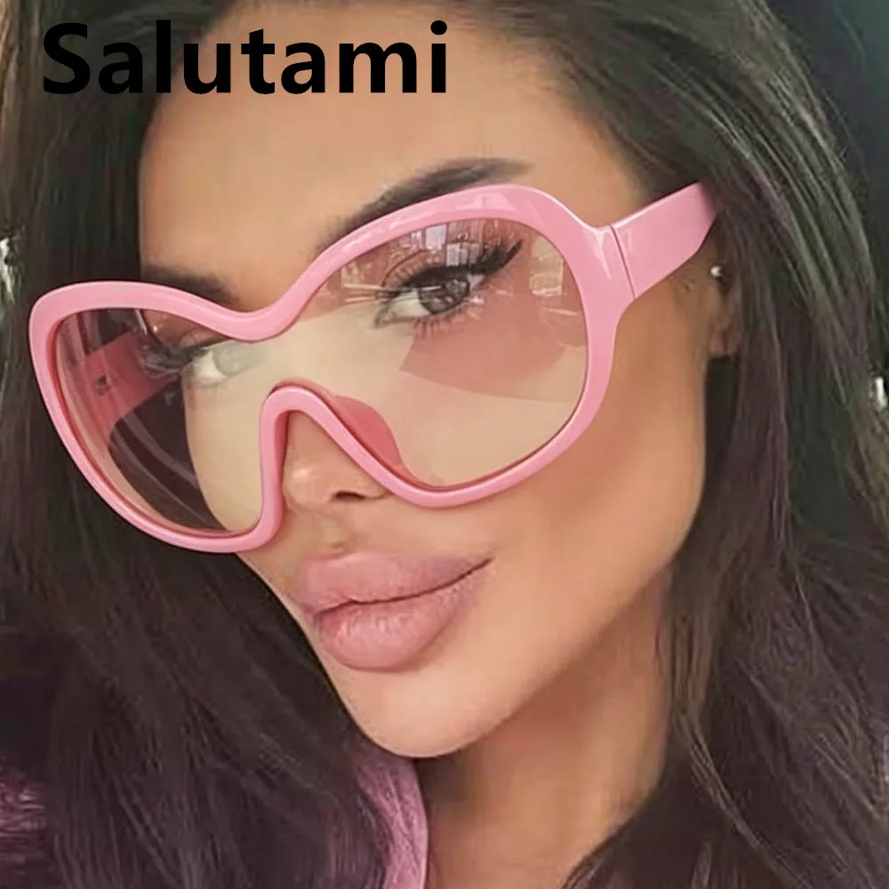 One Piece Oversized Shield Sunglasses for Women New Fashion Candy Color Y2k Sun Glasses Ladies Outdoor Pink Black Eyewear Uv400