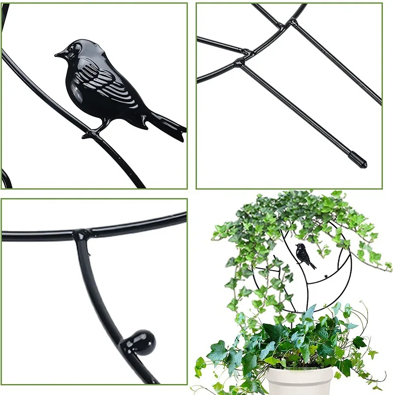 1Pc Garden Plant Support Stake Stand Round Vine Climbing Rack Ironheart-Shaped Flower Plant Trellis Support Frame Garden Decor