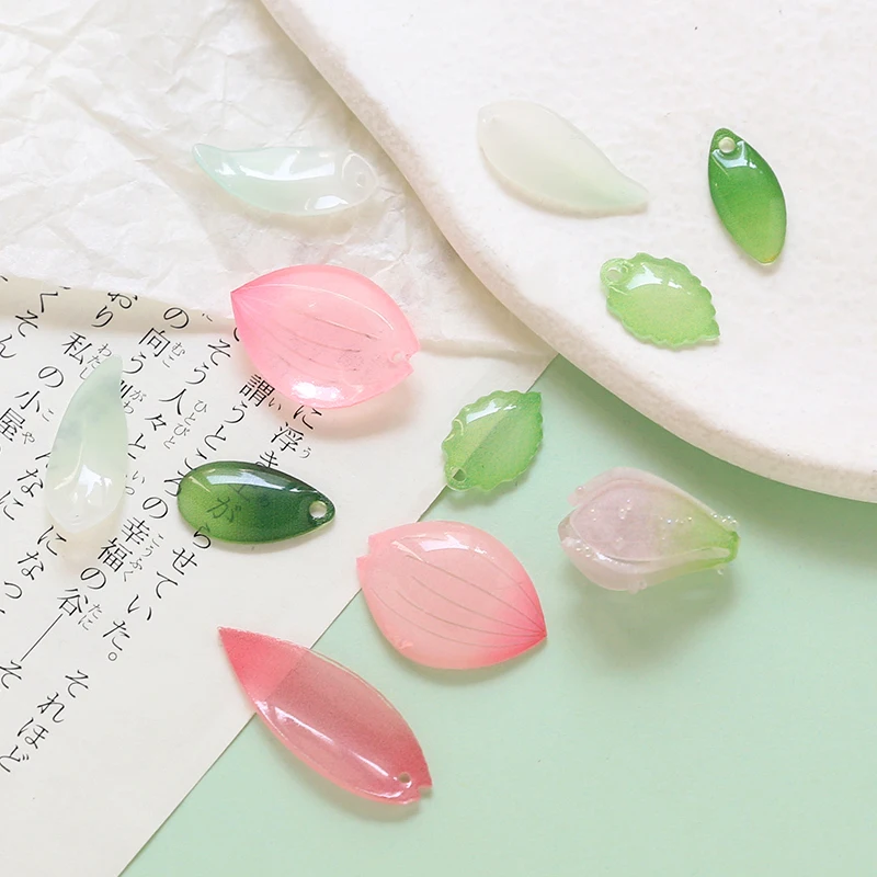 Simulation  flower  green leaf  Heat shrinkable sheet  DIY  Making jewelry discovery hair jewelry necklace Beaded accessories