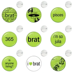 Charli xcx Brat Button Pin I'm so Julia Girl So Confusing Creative Glass Brooch Badge Accessories Women’s Jewelry Fans Collect
