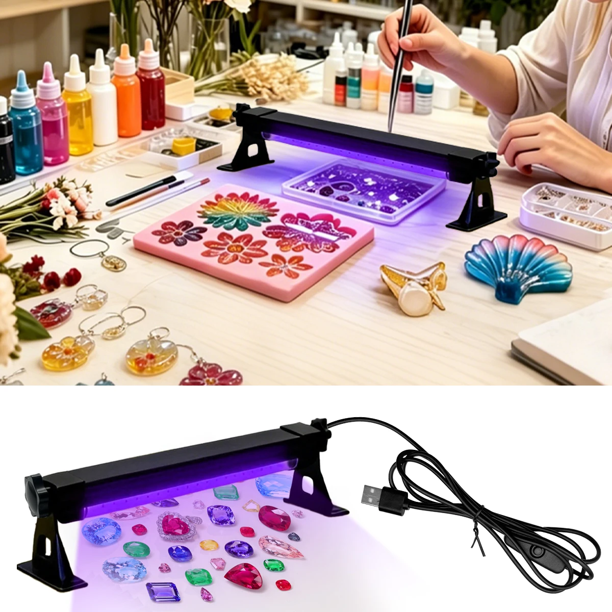 lampada-uv-led-roxa-395nm-para-cura-de-cola-sem-sombra-Oleo-verde-e-resina-diy-para-fabricacao-de-joias