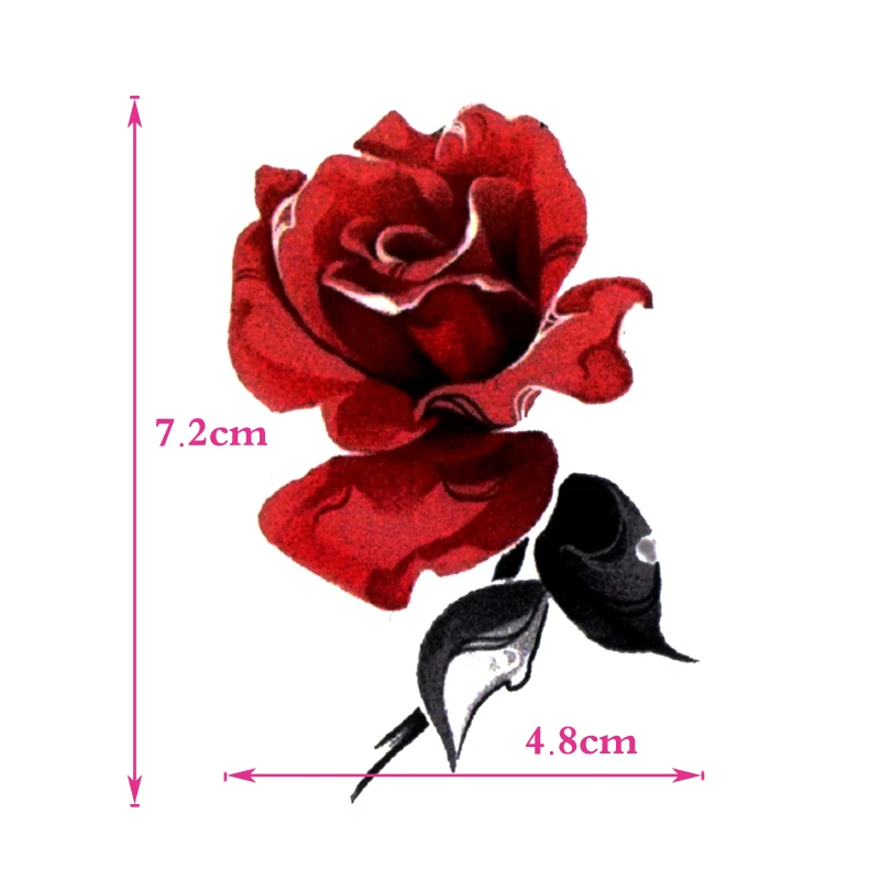 Red Rose Flower Waterproof Temporary Tattoo Sticker Fake Tattoos Beauty The Flash Tattoos Henna Women's Tattoos