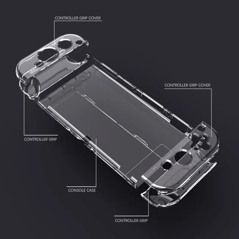 Custodia protettiva rigida protettiva antiurto trasparente per macchina da gioco con supporto per Nintendo Switch Oled