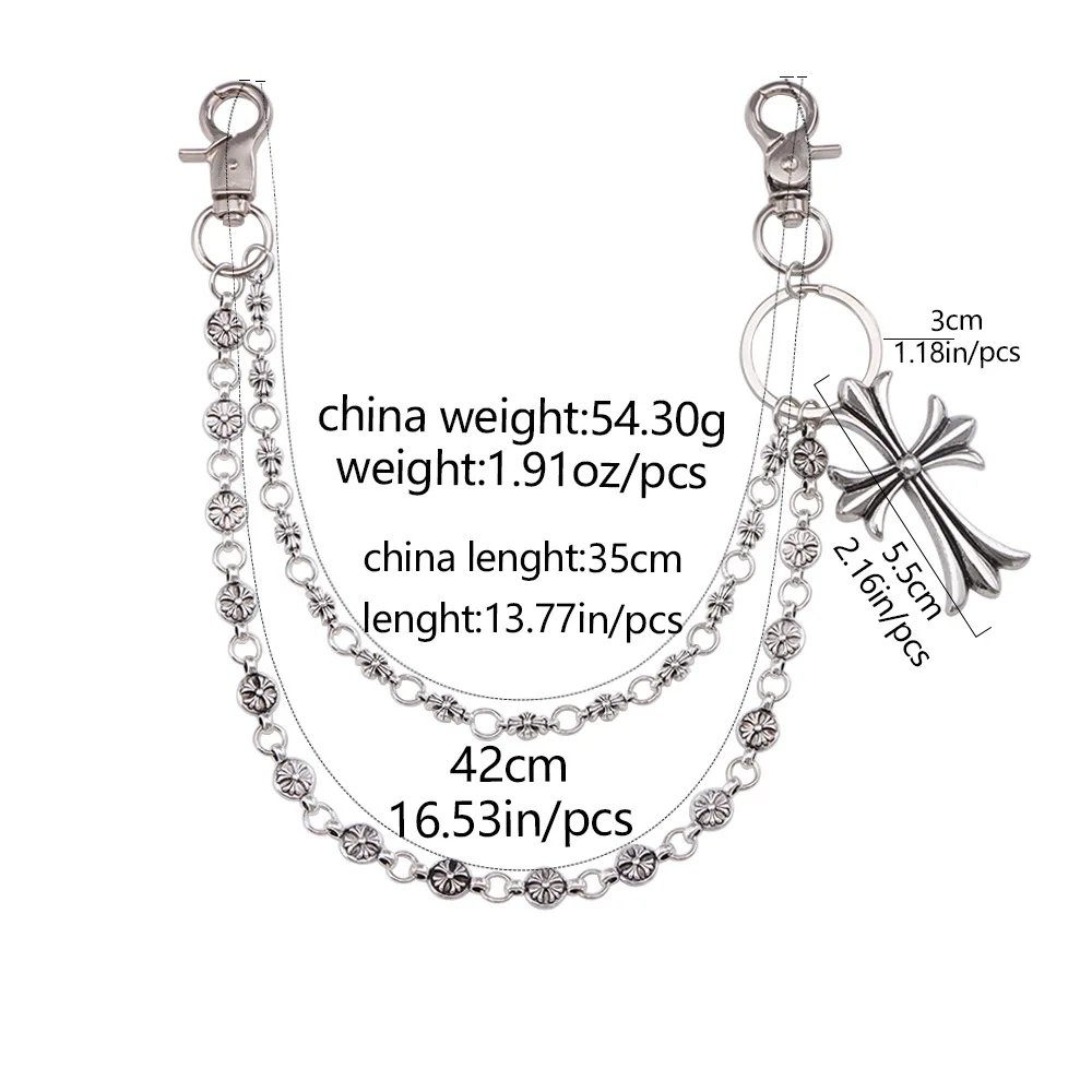 فاسق الصخرة المعادن الصليب السراويل الخصر سلسلة الرجال النساء مفتاح سلسلة حلقة كبيرة محفظة المفاتيح الجينز للجنسين الهيب هوب مجوهرات هدية