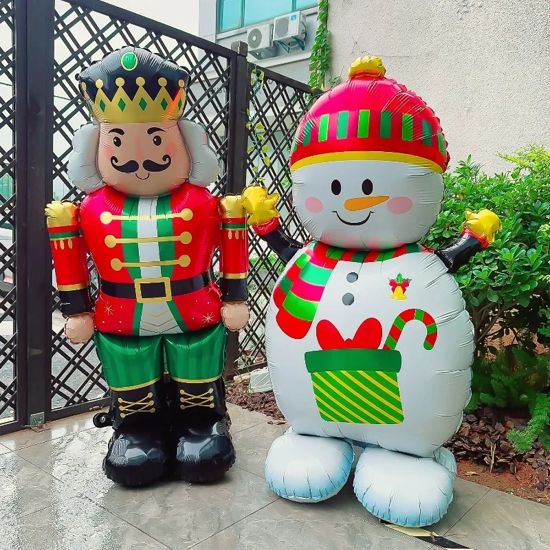 Christmas Large Standing Balloons 3D Inflatable Aluminum Foil Balloon Santa Claus Snowman Xmas Party Home Decors Supply Kid Gift