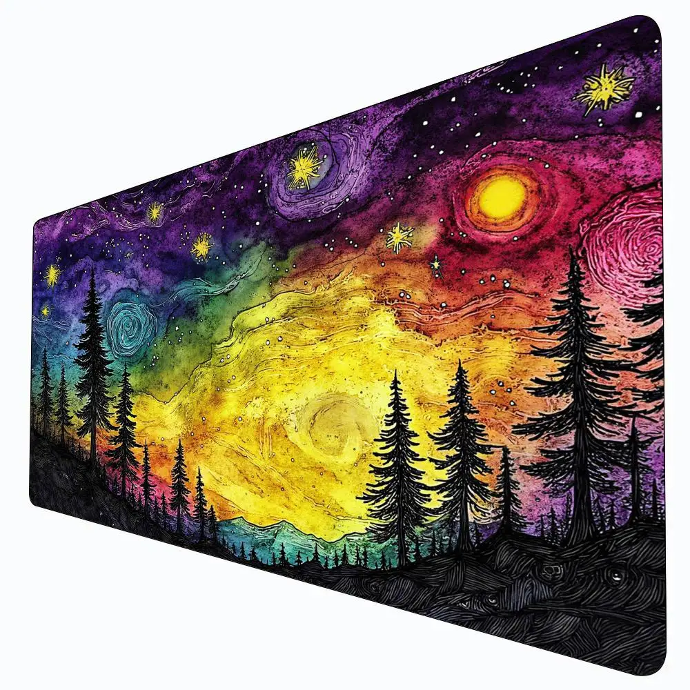 

Romantic starry sky and forest MTG Playmat Magic Card Battle Mat Non-Slip Durable Commander playmat Board Game Mat for TCG