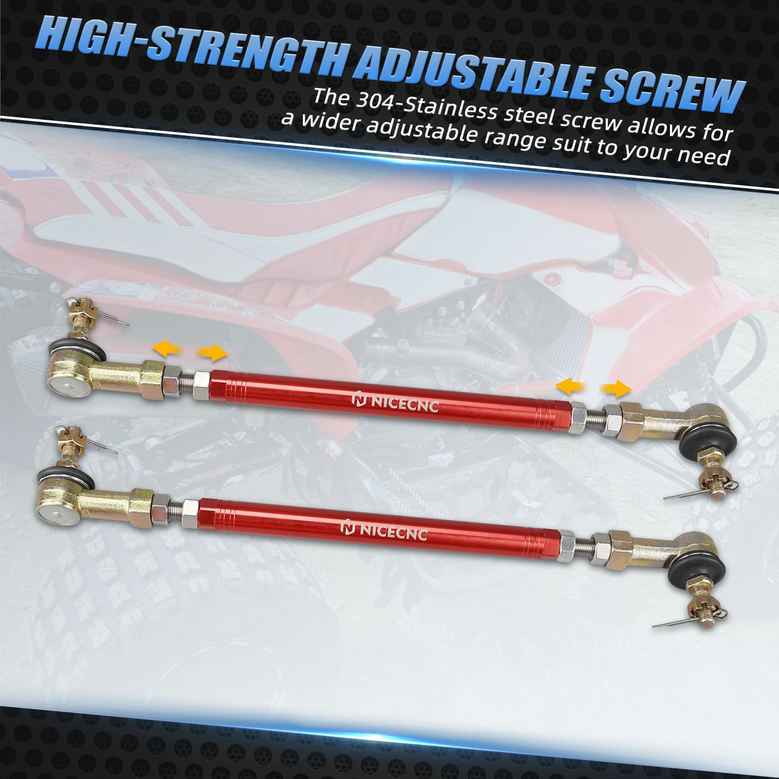 

NICECNC Aluminum & Stainless Steel ATV Ball Joint Tie Rod Ends Kit For Honda TRX450R 2006-2009 TRX450ER 2006-2014 53521-HP1-600