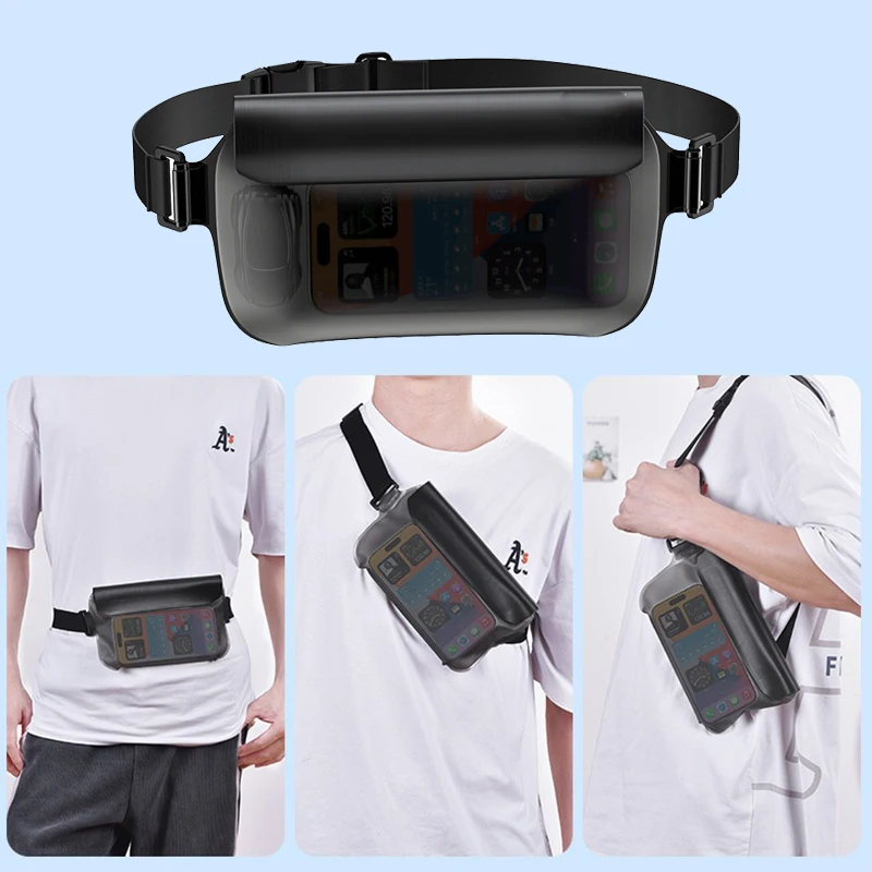 Waterproof Mobilephone Swimming Bag Drift Diving Shoulder Waist Pack Bag Underwater CellPhone Bag Case Pouch for Beach Boat
