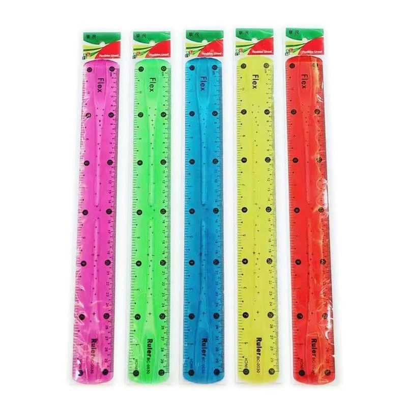 Color Flexible Ruler, Soft Bendable Plastic Clear Rulers, Shatterproof Safety Kids School Supplies for School and Office