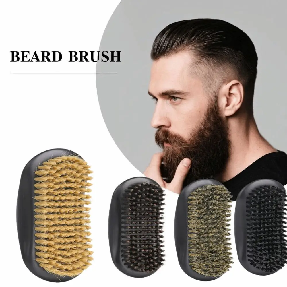 Soft Bristles Beard Brush Natural Bristle Synthetic Bristles Hairbrush Dense Bristles Solid Handle Grooming Brush Home Use