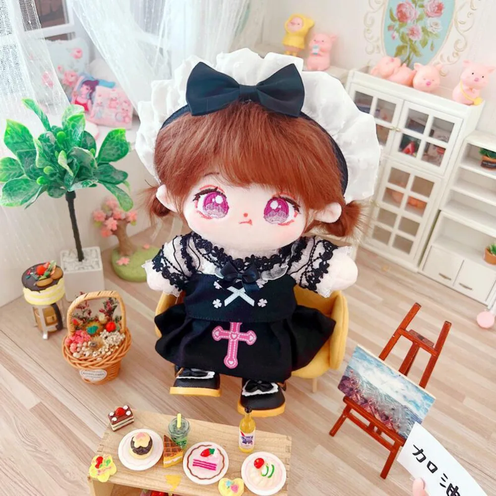 

Maid Dress 20cm Cotton Doll Clothes Outfit Kawaii Cotton Doll's Clothes Mini Lolita Plush Doll Clothes 20cm Cotton Doll