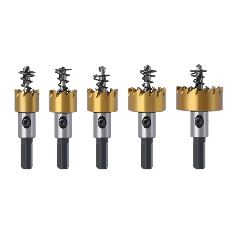 Набор из 5 предметов из высокоскоростной стали для сверления отверстий диаметром 16–30 мм, подходит для металла, меди, нержавеющей стали и железной пластины Dur