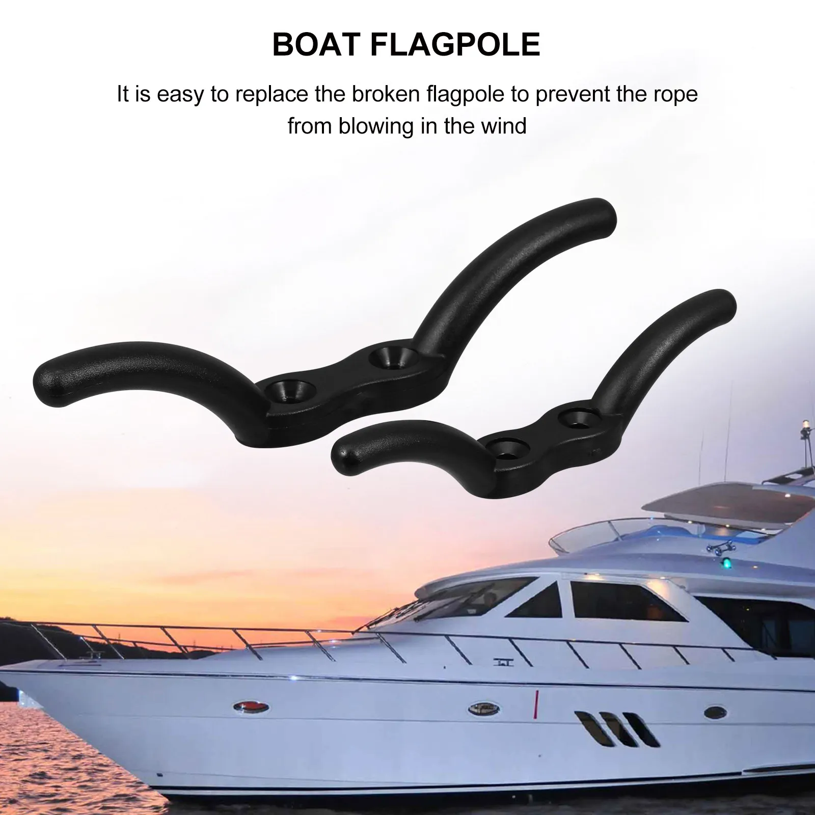 2Pcs Flagpole Cleat Hook Weatherproof Nylon Cleat with 2 Stainless Steel Screws for Flag Ropes Boat Deck Awning Rope Securing