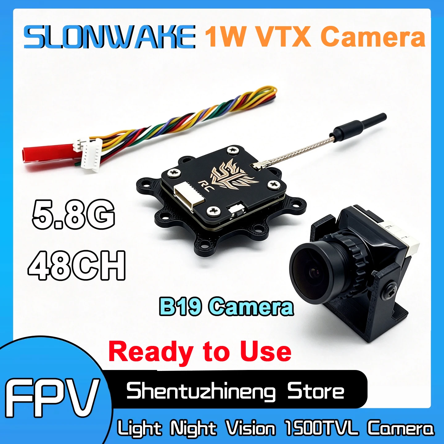 Fpv Drone Camera - Gebrauchsfertiger SLONWAKE 5.8G 56CH 200/500/1000mW VTX-Sender
