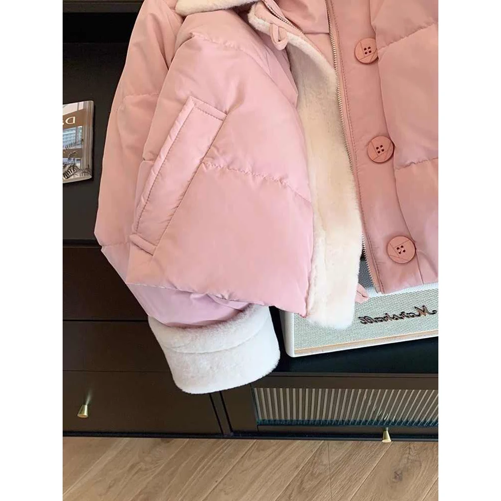 Femmes rose hiver Parka veste Vintage vêtements d'extérieur chaud à manches longues manteau coréen Cutecore rembourré veste automne 2000s Shoujo vêtements