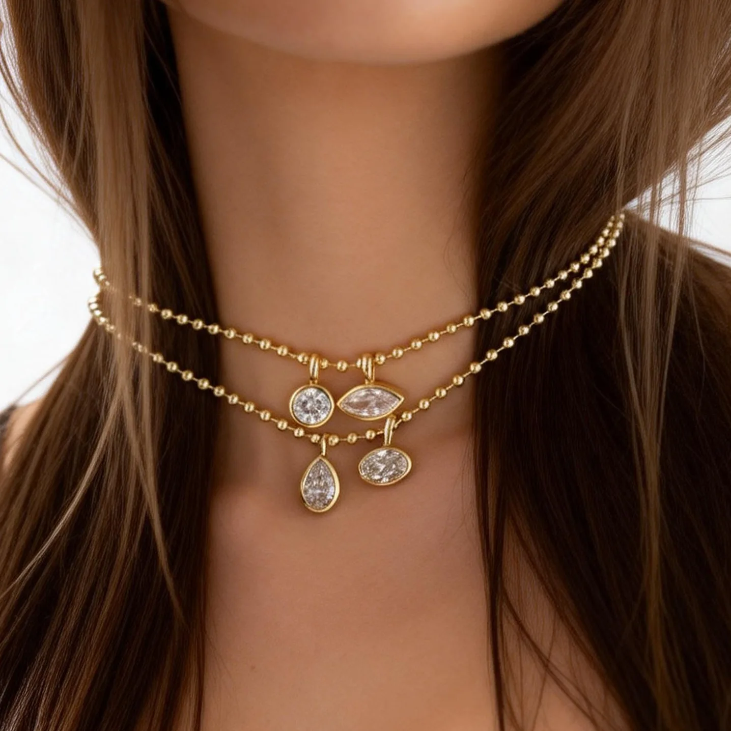 DIY Schmuck Gold-Collier Halskette für Damen Trendige 14K Vergoldete Zirkonia-Anhänger Halskette Statement-Schmuck für Frauen