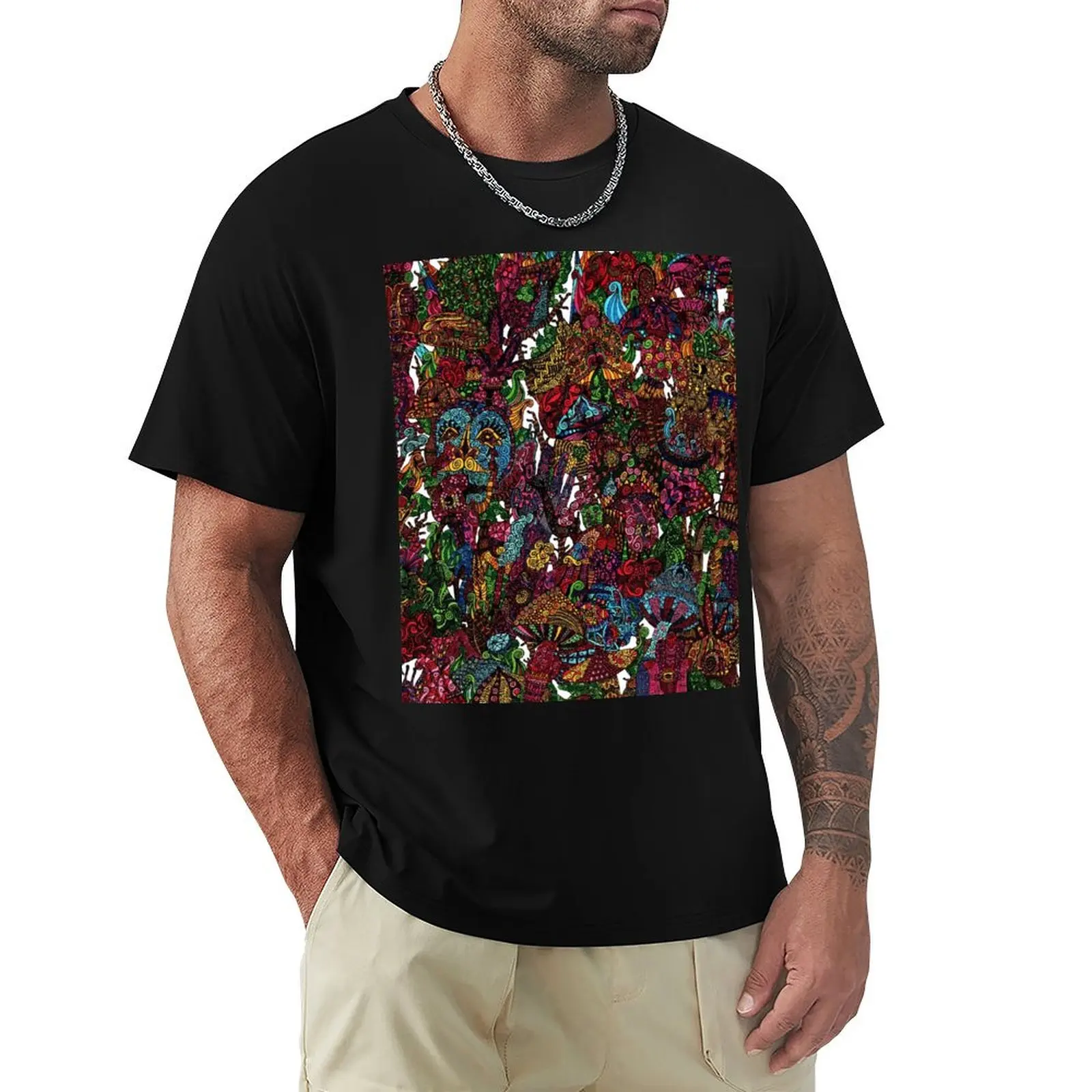 

Psychedelic Cartoon T-Shirt valentines boutique clothes sports fans baggy shirts funny gifts black t-shirts for men
