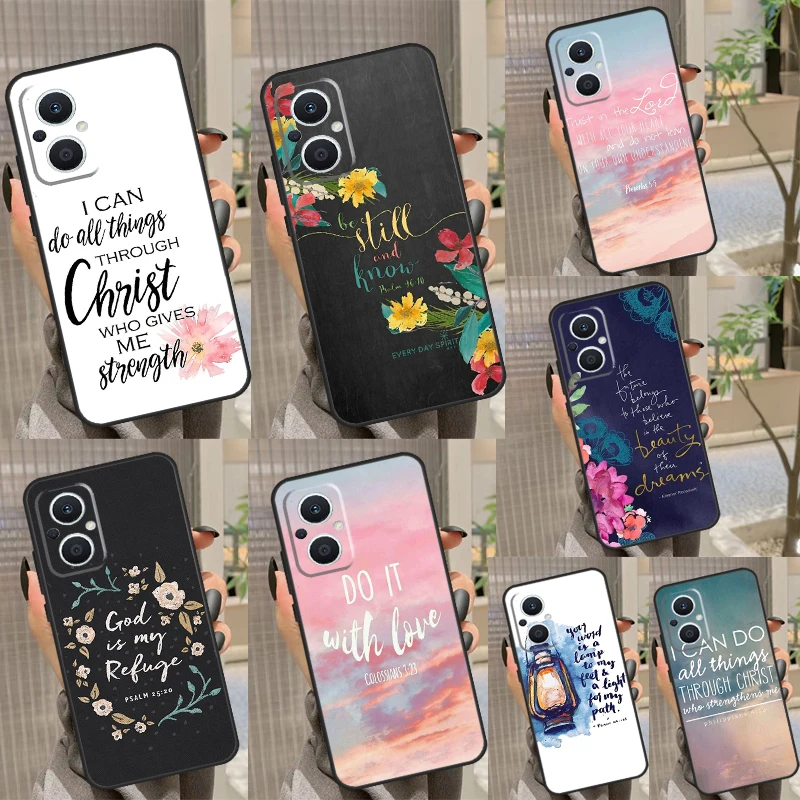 Funda para OPPO, versículo de la Biblia, Philippians, Jesús, Cristo, Reno 3, 4, 5, 6, 7, 8 Lite, 2Z, 4Z, 5Z, 8T, OPPO Find X6, X5 Pro, X2, Neo, X3 Lite