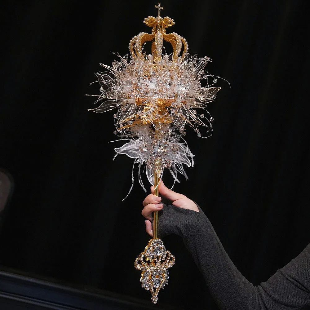 Scepter Hand Bouquet Wedding Bride Wedding Wedding Senior DIY Princess Crystal Heavy Industry Material Simulation Flower