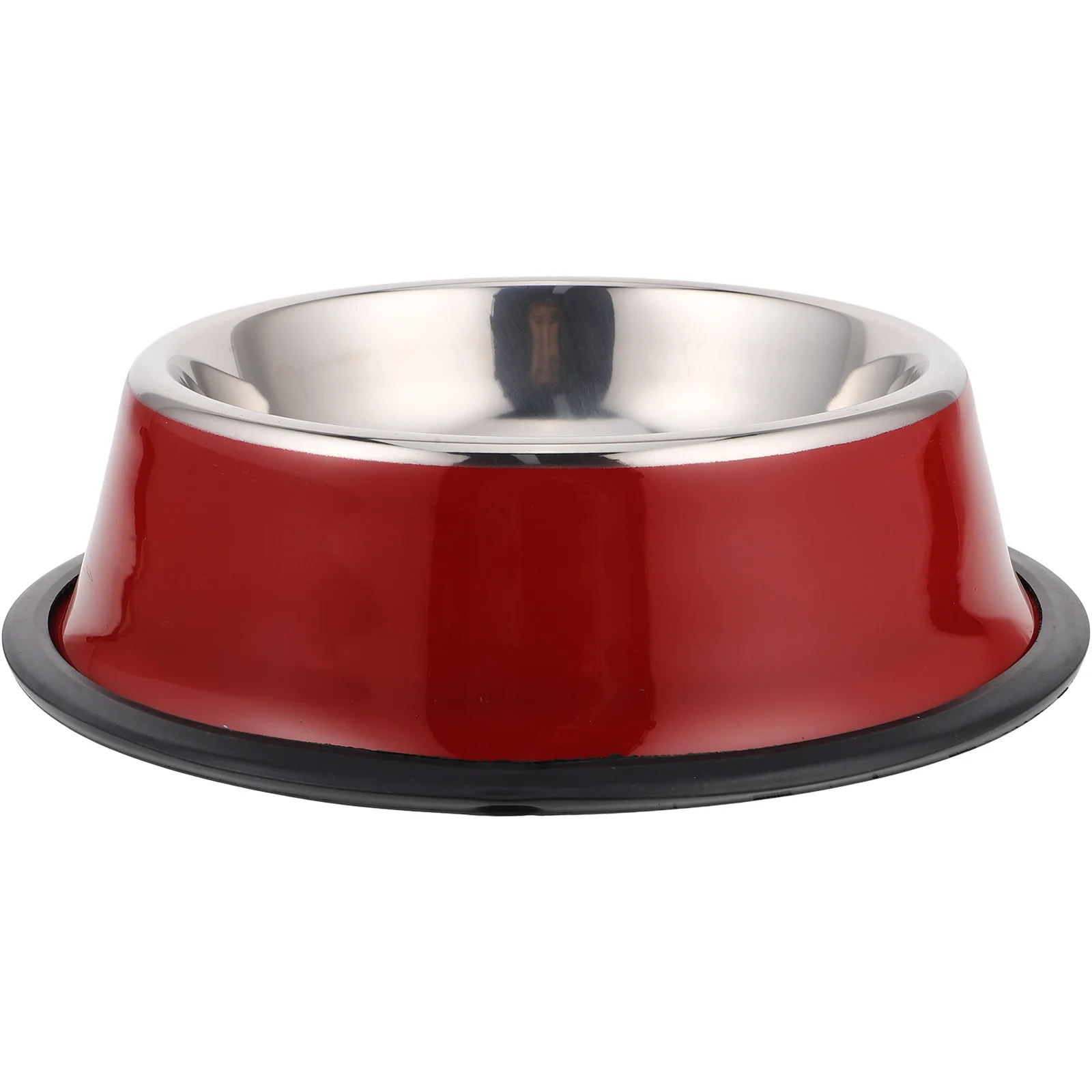

1Pcs 18cm Stainless Steel Dog Feeding Bowl Unique Design Non-Overturnable Smooth Surface for Home Decor Red Pet Feeder
