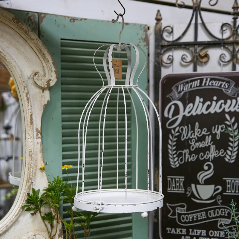 Gardening groceries, wrought iron, old iron, garden decoration, white gourd bird cage.