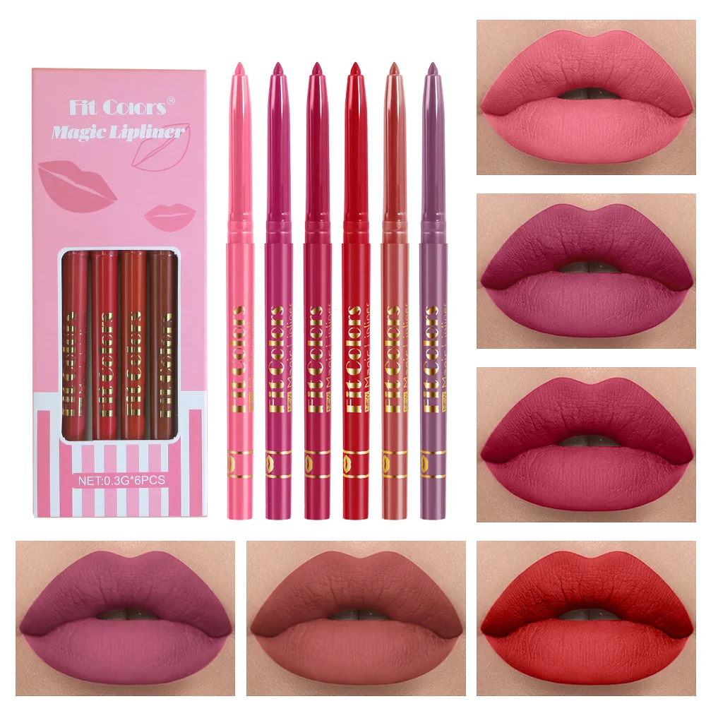 6 Color Matte Lipliner Matte Velvet Lip Liner Is Not Easy To Fade. Staying Cup Border Lipstick Is Durable