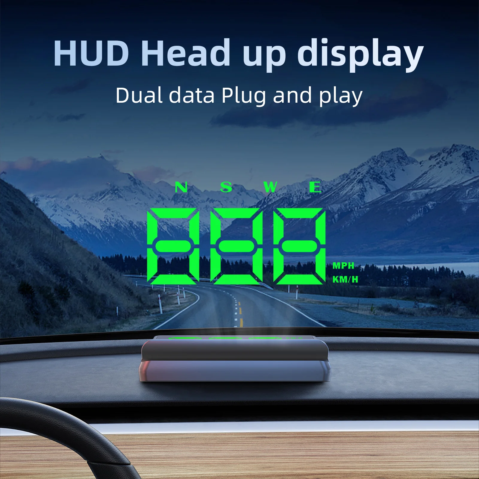 W2S Car HUD GPS Speedometer With MPH/KM/H For HUD Compass Overspeed Alarm Altitude For Truck SUV Motorcycle Universal Accessorie