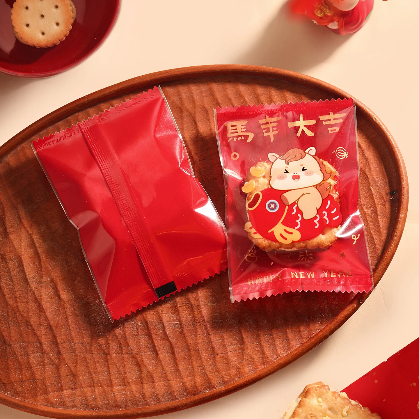 New Year 2026 Cookie Biscuit Bags Snowflake Sna Paaging Food ade hine Seal  Year Cartoon Transparent Candy Paper