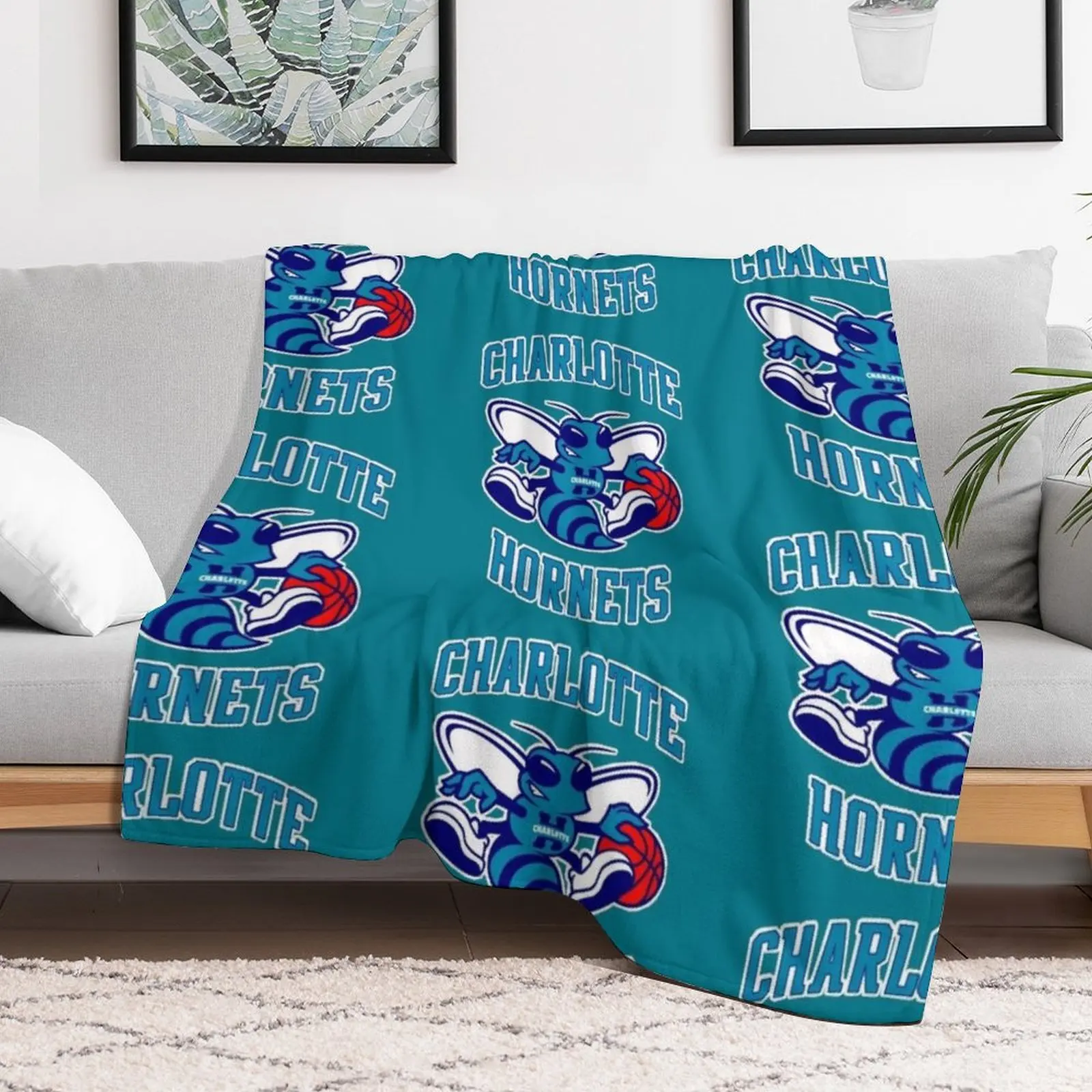 Hornets-Charlotte Logo (Teal) Throw Blanket Decorative Sofa Thin Luxury Blankets