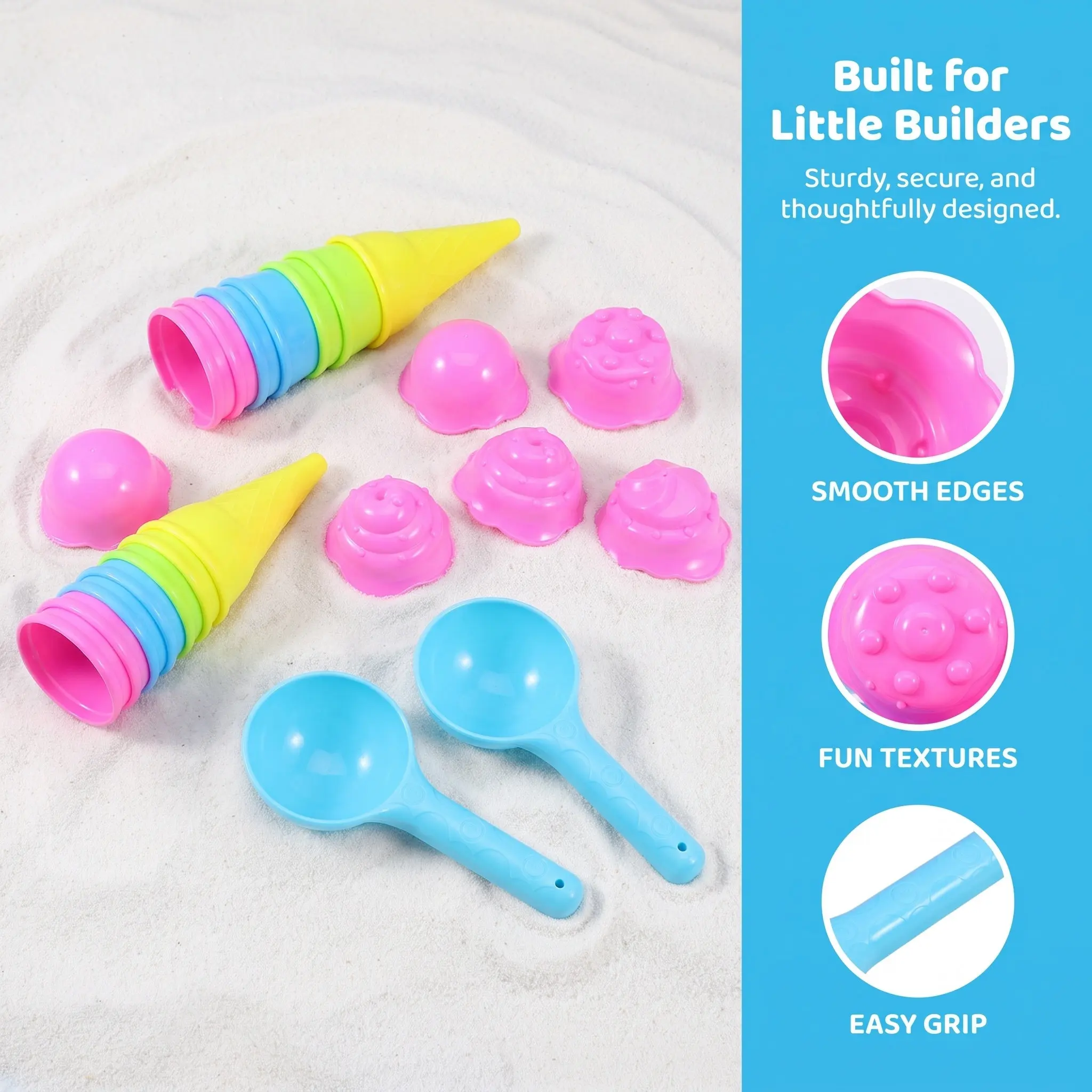 1Set Kids Ice Cream Cone Sand Molds Creative Beach Sand Scoop Play for Children Outdoor Sandbox Play Accessories