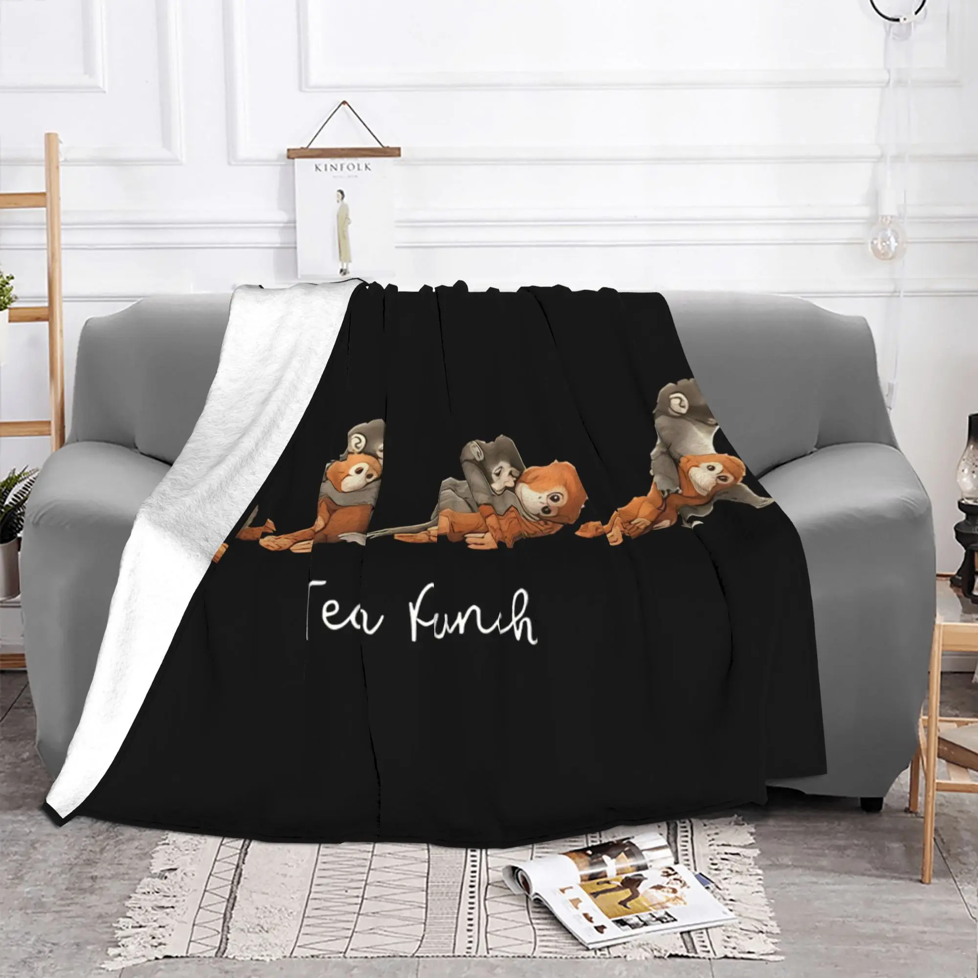 1PC Monkey Meme Cute monkey hugging plush home room decorations Winter Blankets for Adults Bedding Home Interior Sofa Knee