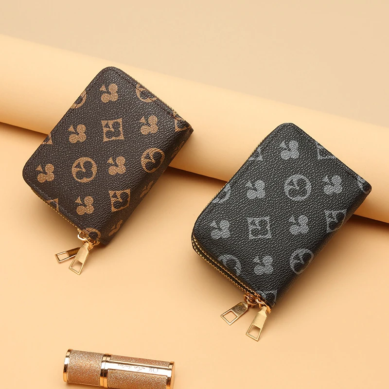 Double-Zip Large capacity Vintage Compact Card Holder with Multiple Card Slots Portable Fashion Card Pouch & Coin Purse