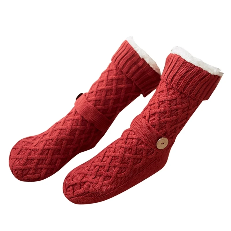 Festival Christmas Fleece Lined Floor Socks with Antiskid Bottom for Unisex Anti Slip Soles Knitted Fuzzy Slipper Socks