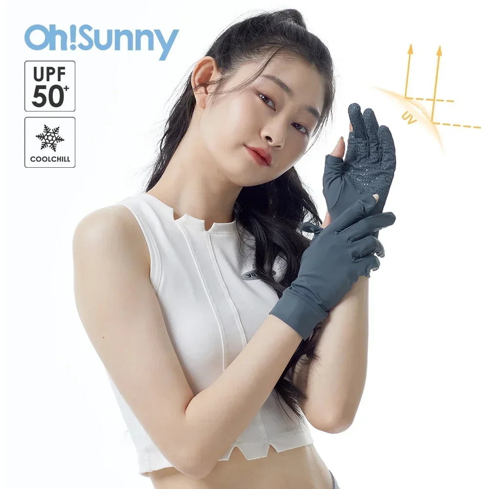 OhSunny-guantes de conducción con protección solar, ligeros y transpirables, tela cerámica de nueva tecnología UPF 2000+, antideslizantes UV para